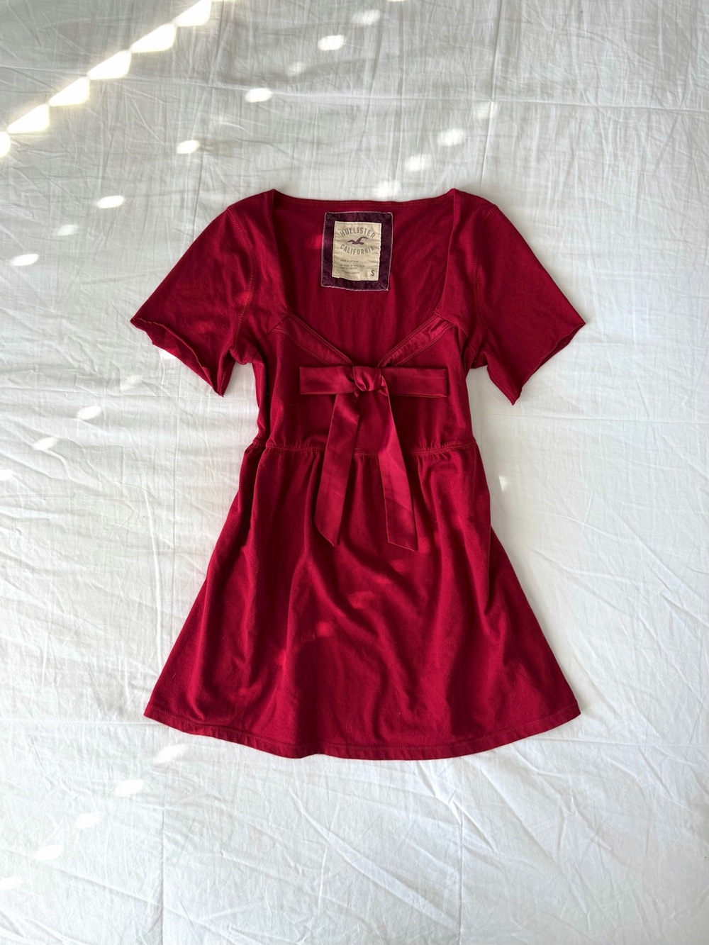 Vintage Hollister Red Bowtie Short Sleeve Babydoll Top 25th Anniversary (Size S)